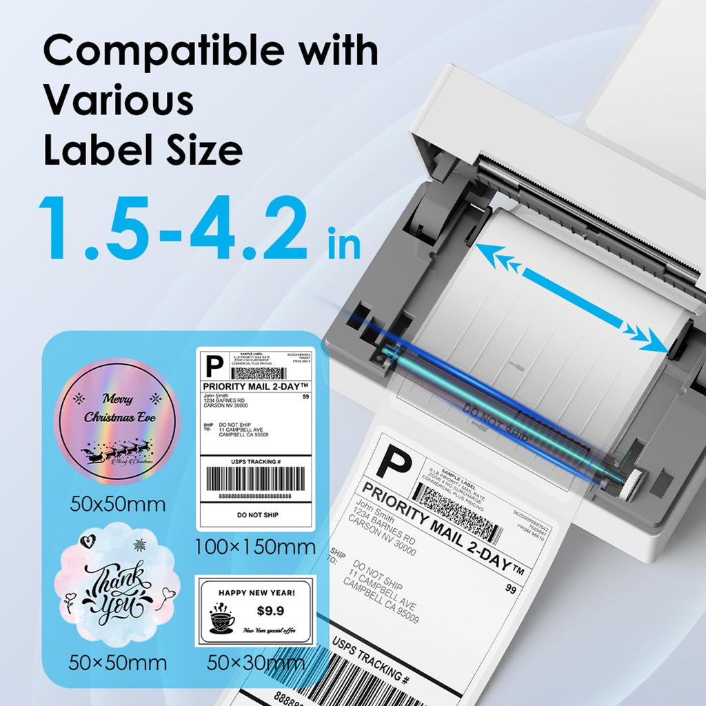 White 4x6 Portable Bluetooth Thermal Label Printer S13868