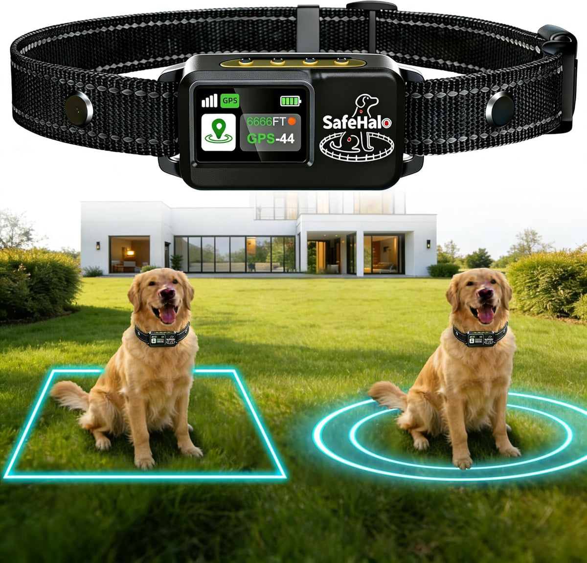 Wireless GPS Dog Fence Collar, 65–9,840 ft Radius, IPX7 Waterproof X82389