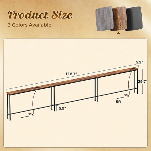 118 Inch Sofa Table with Power Outlets V141