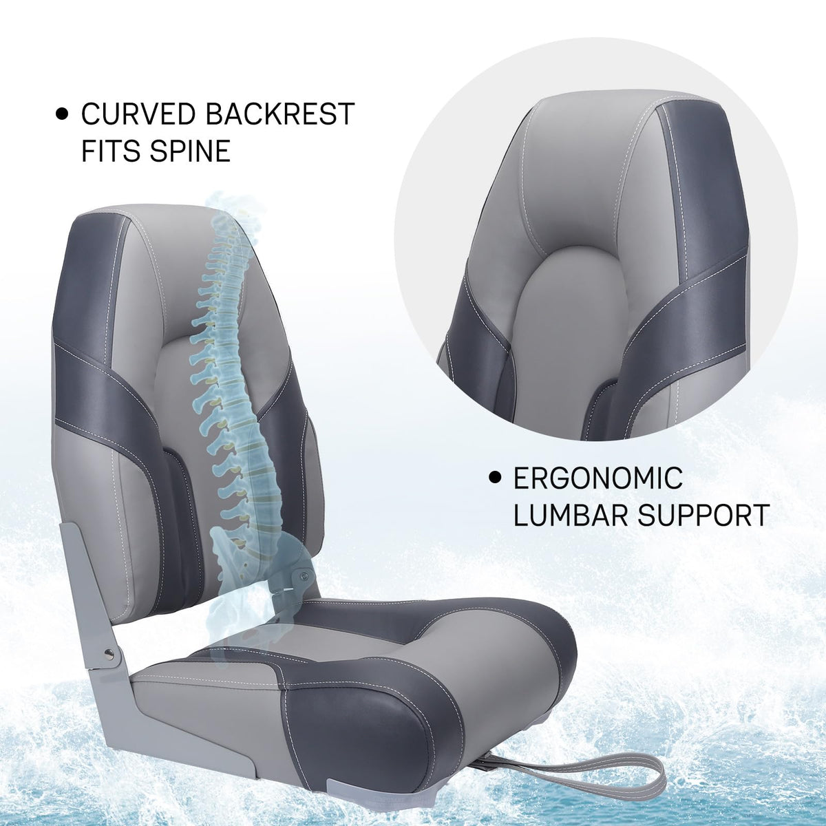2 Pack High Back Folding Boat Seats R725333