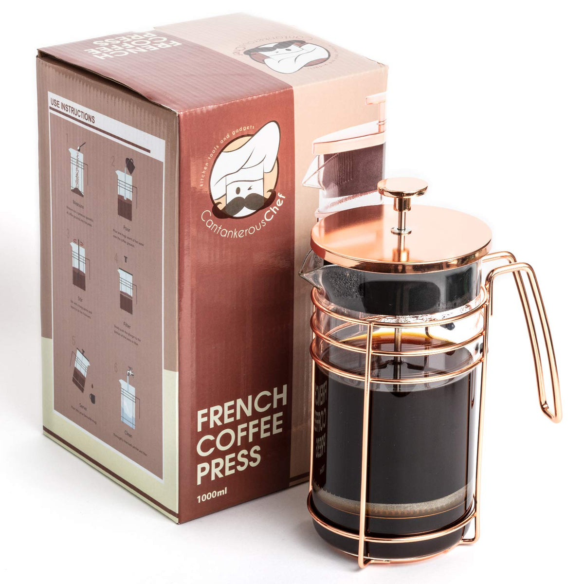 1000ml Rose Gold French Press Coffee Maker A584