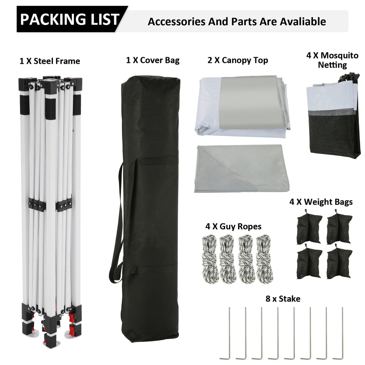 12x12 Pop Up Waterproof Outdoor Canopy with Mosquito Nettings and Carry Bag G162071