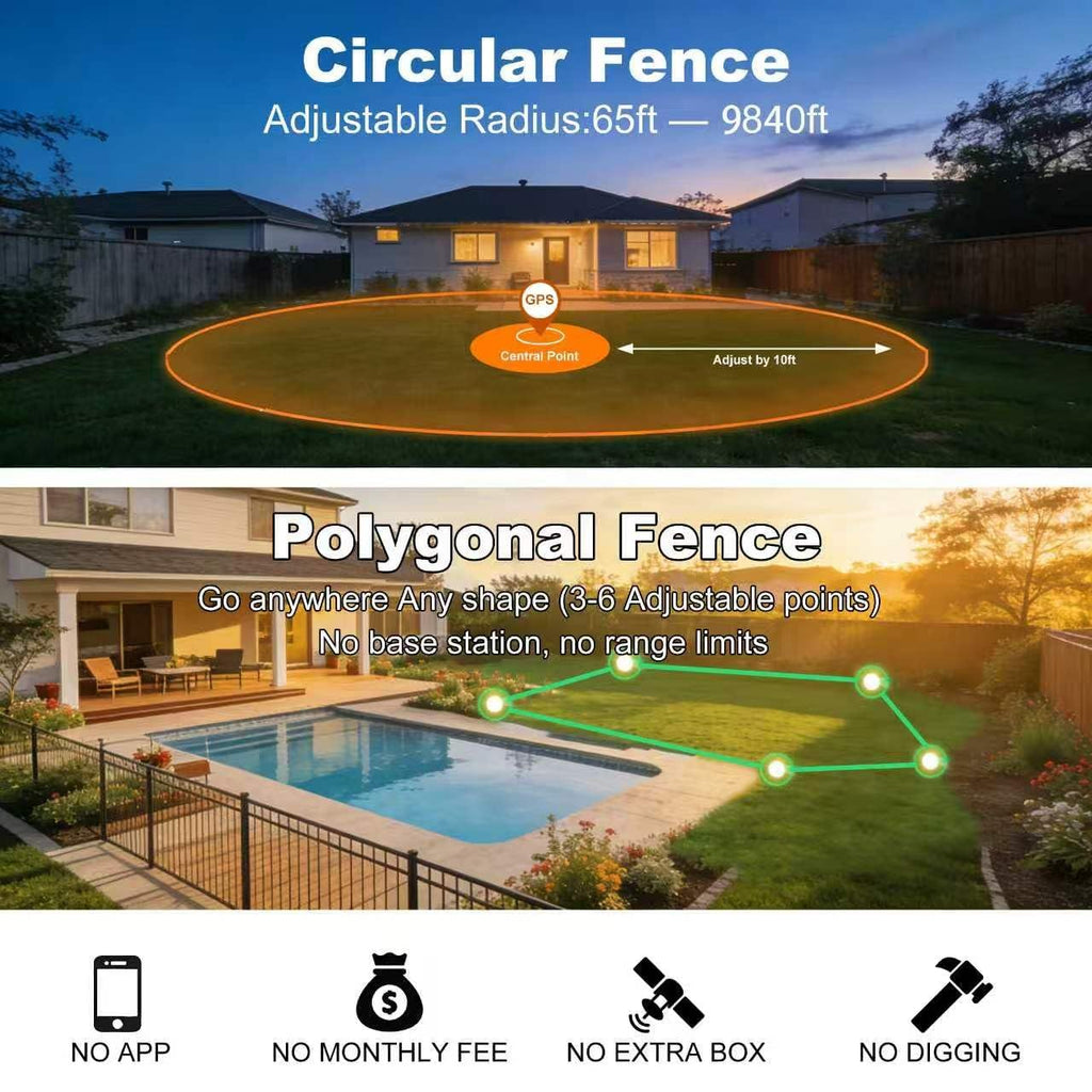 Wireless GPS Dog Fence Collar, 65–9,840 ft Radius, IPX7 Waterproof X82389