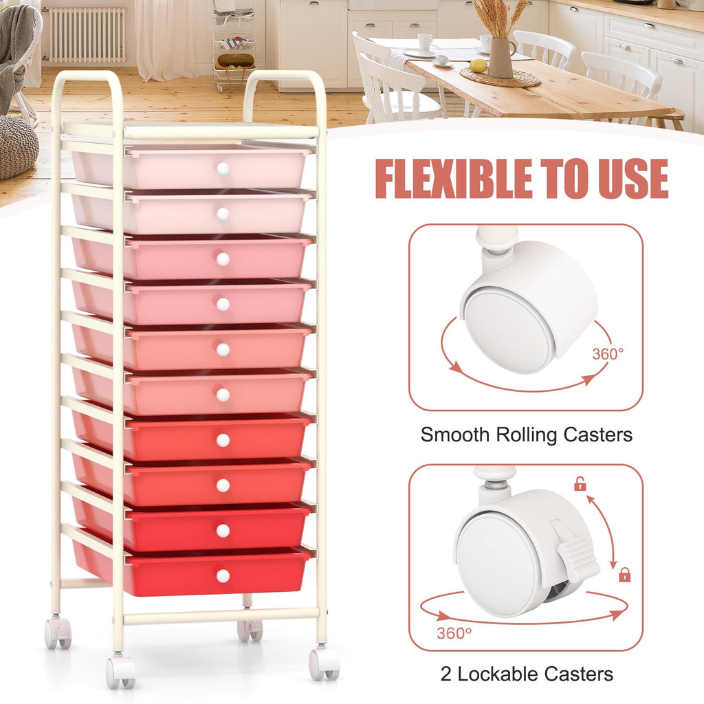 10 Drawer Rolling Storage Cart C2537