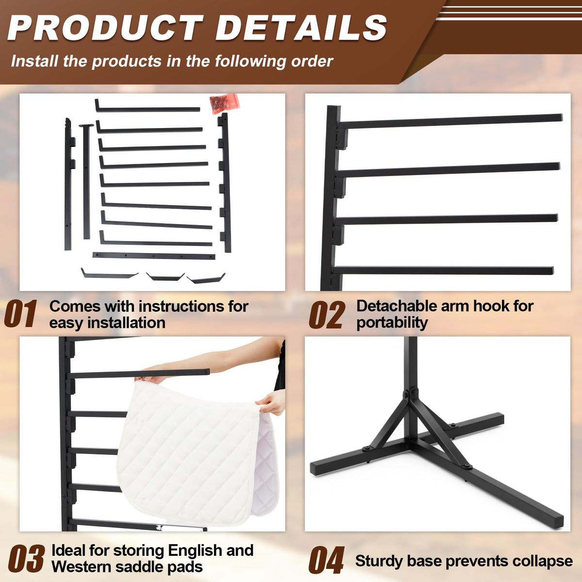 8-Tier Saddle Pad Rack with Stand A231617