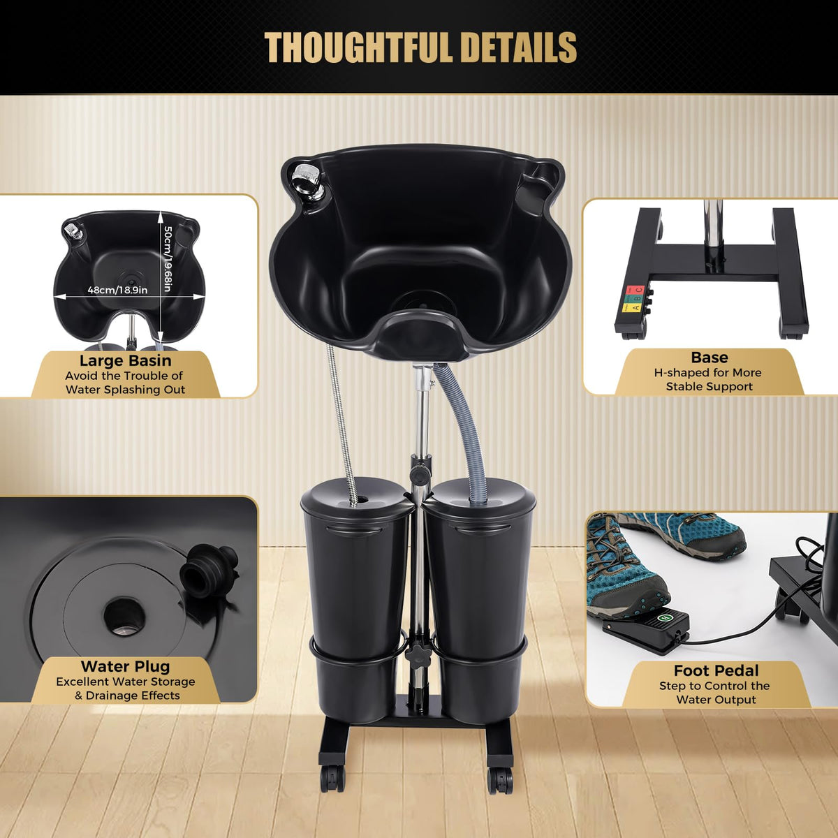 Portable Electric Pump Shampoo Basin with 2 Buckets E71518