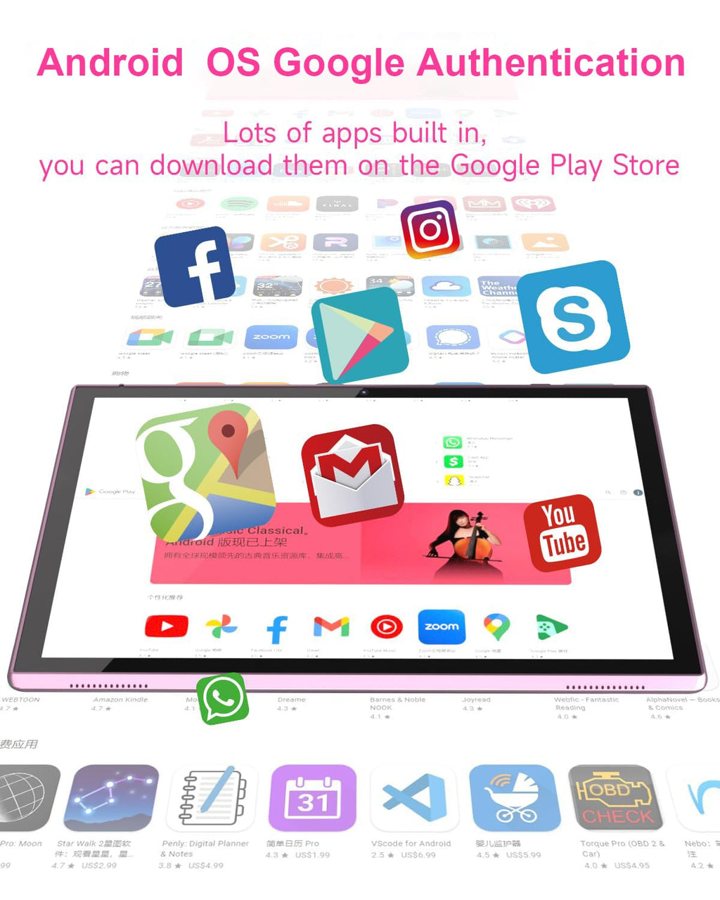 10 Inch Android Tablet with 32GB ROM 2GB RAM E483