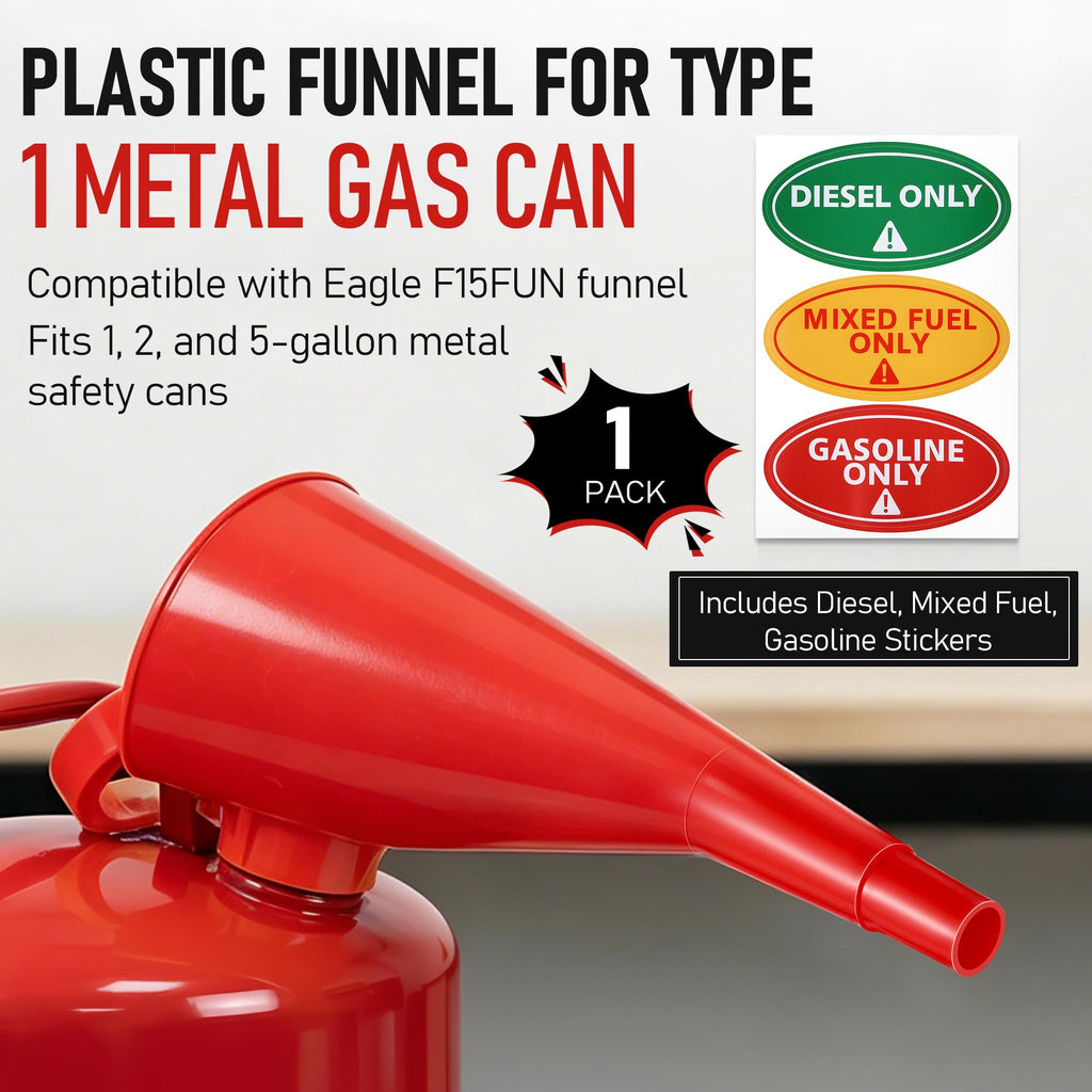 Plastic Gas Can Funnel Red 1 Pack V812