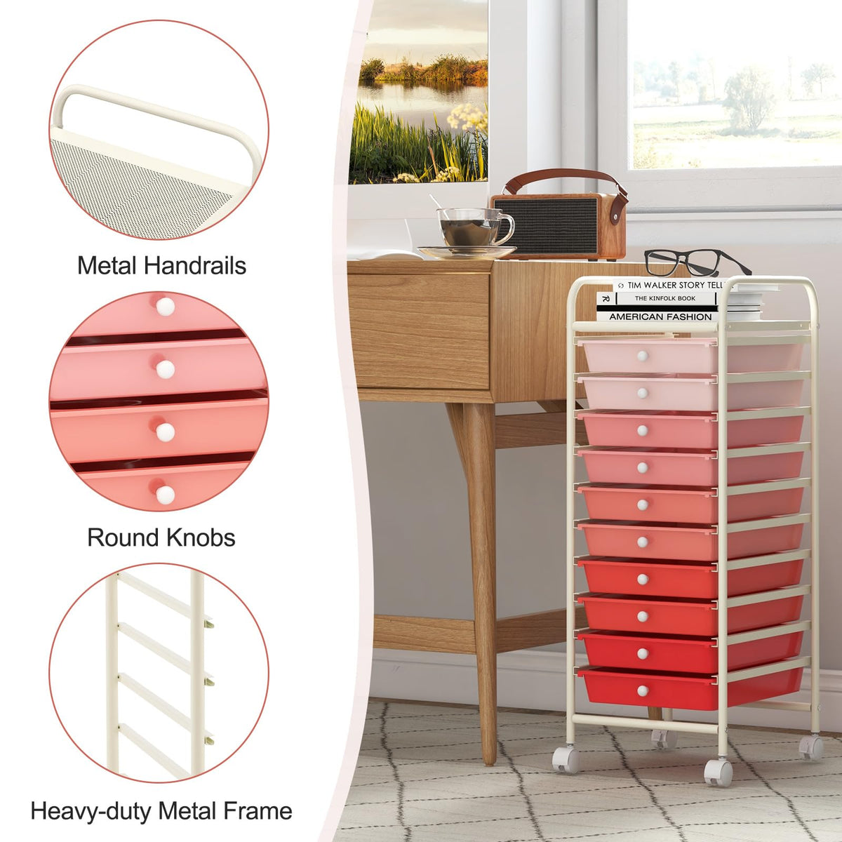 10 Drawer Rolling Storage Cart C2537