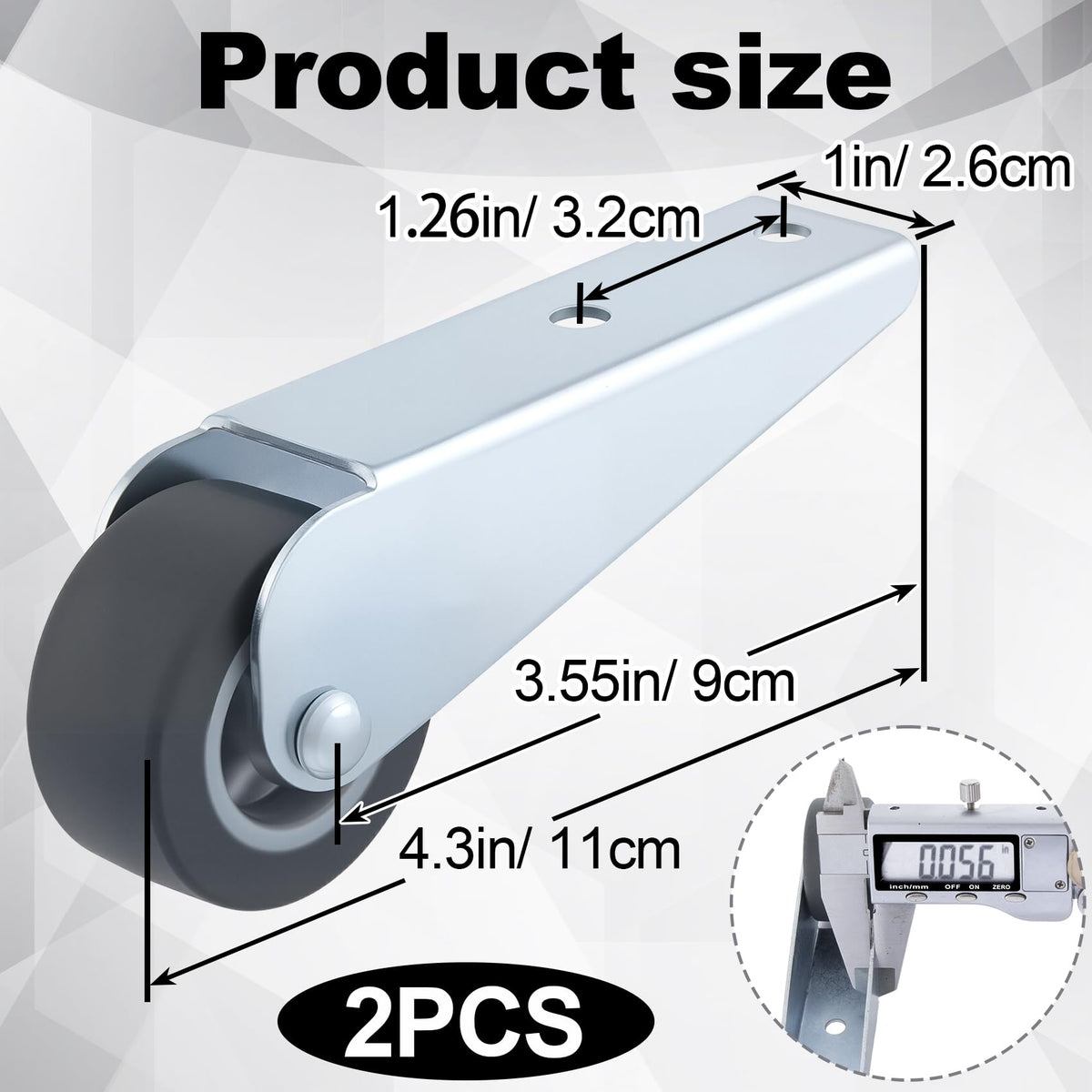 2 Pcs Rubber Swivel Casters M239069