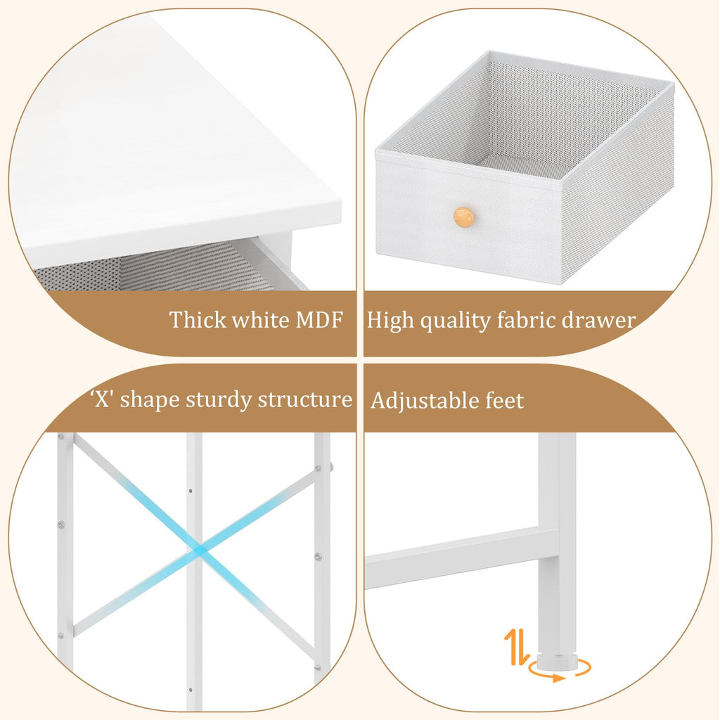 White Compact Vanity Desk with Mirror and Chair M367