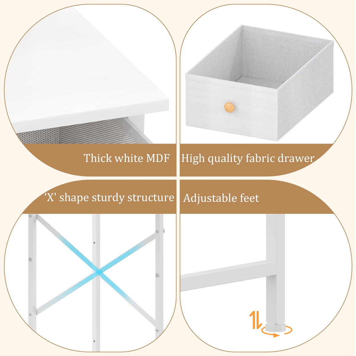 White Compact Vanity Desk with Mirror and Chair M367