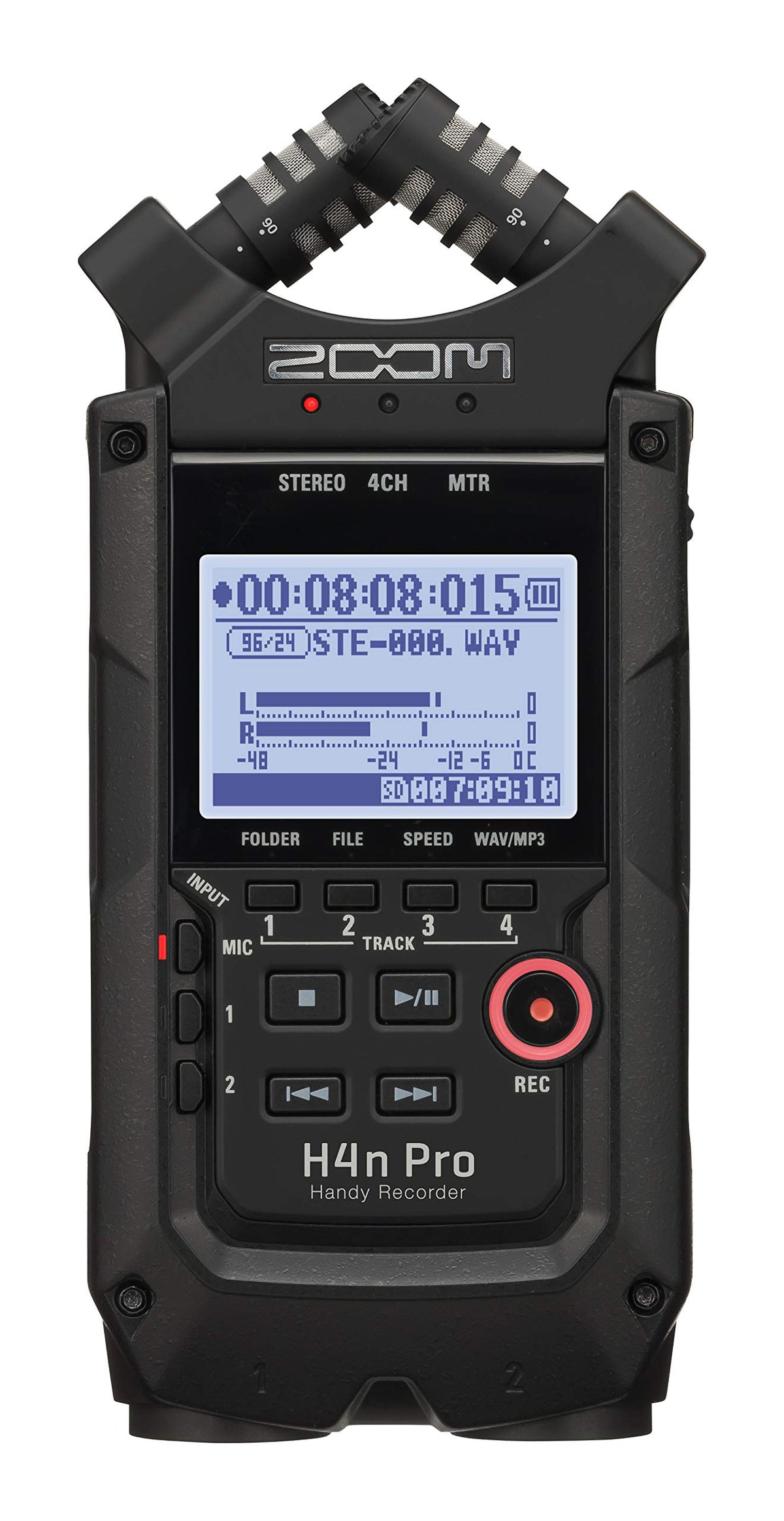 4-Track Portable Recorder, All Black, Stereo Microphones, 2 XLR/ ¼“ Combo Inputs, Battery Powered S835