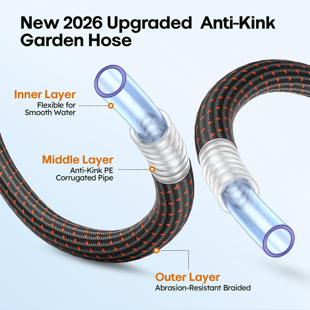 3/4" Flexible Non-Expandable Garden Hose with 10 Function Nozzle, 100ft P229321