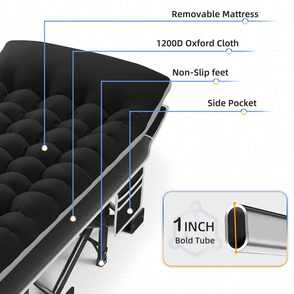 32" Extra Wide Camping Cot with Mattress C9486