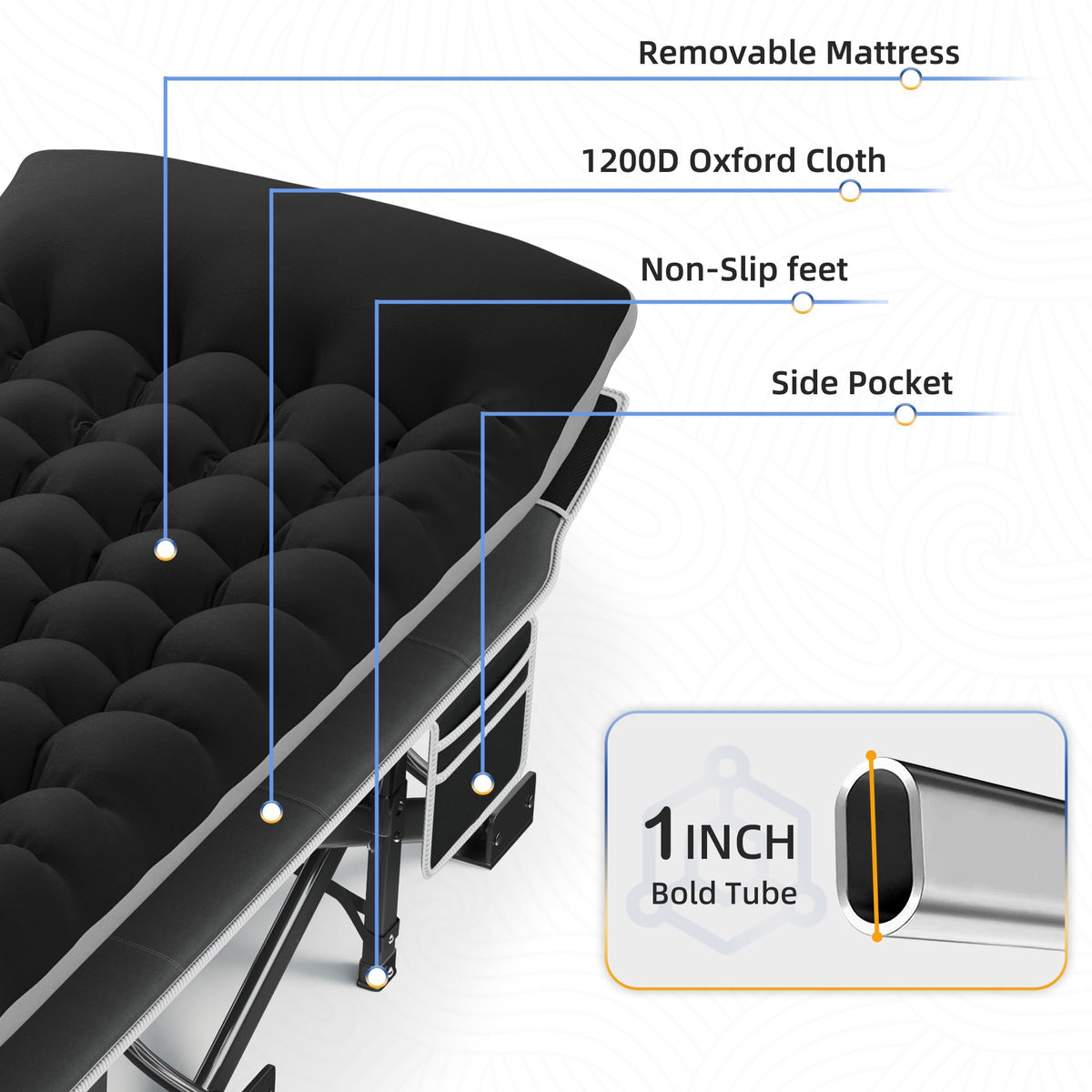 32" Extra Wide Camping Cot with Mattress C9486