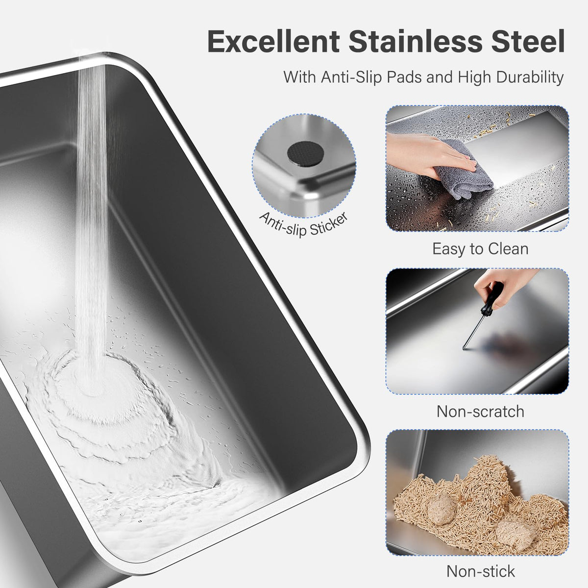 XL Stainless Steel Enclosed Cat Litter Box H151081