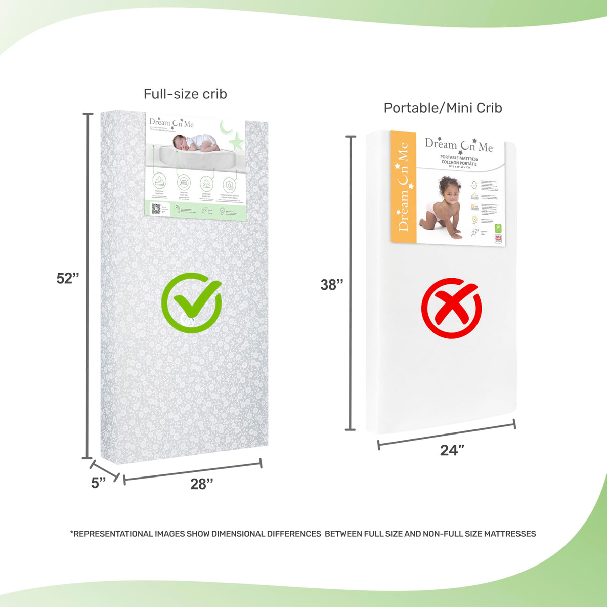 Grey Dual-Sided Crib and Toddler Bed Mattress Z8870