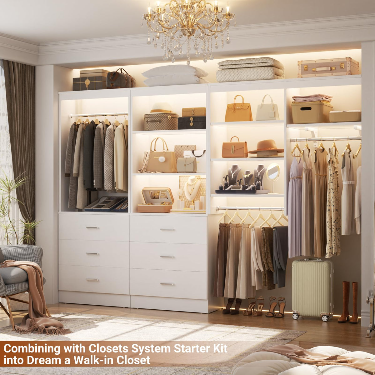 23.6" White Closet Drawers System with 3 Drawers C319