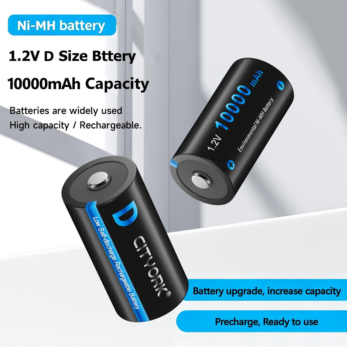 4 Pack Rechargeable D Batteries 10000mAh K89073