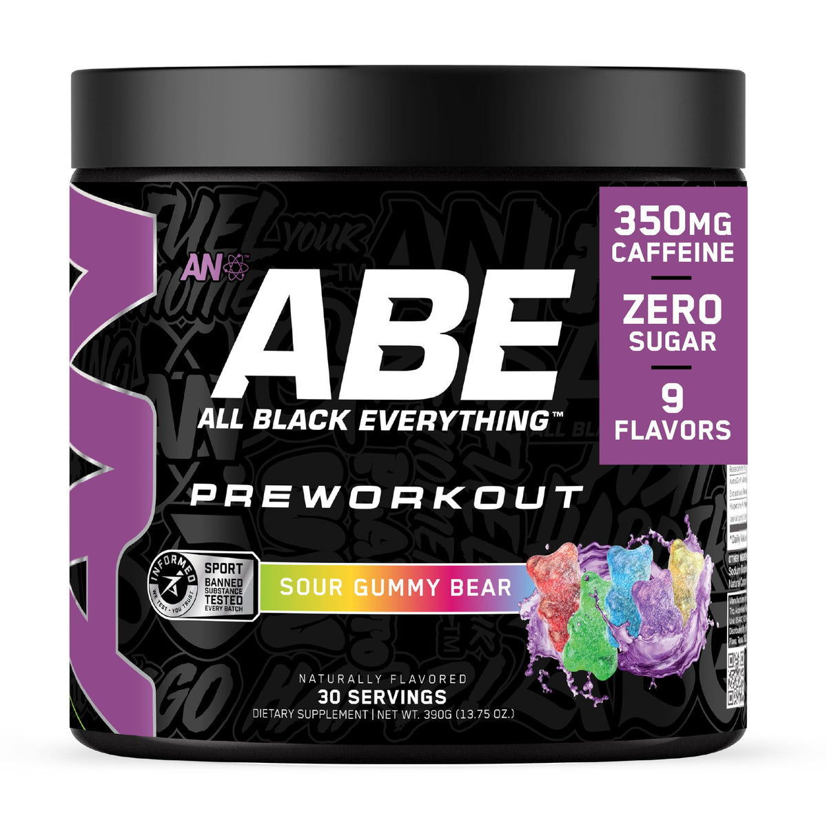 Black Pre-Workout Powder 350mg Caffeine 30 Servings T530