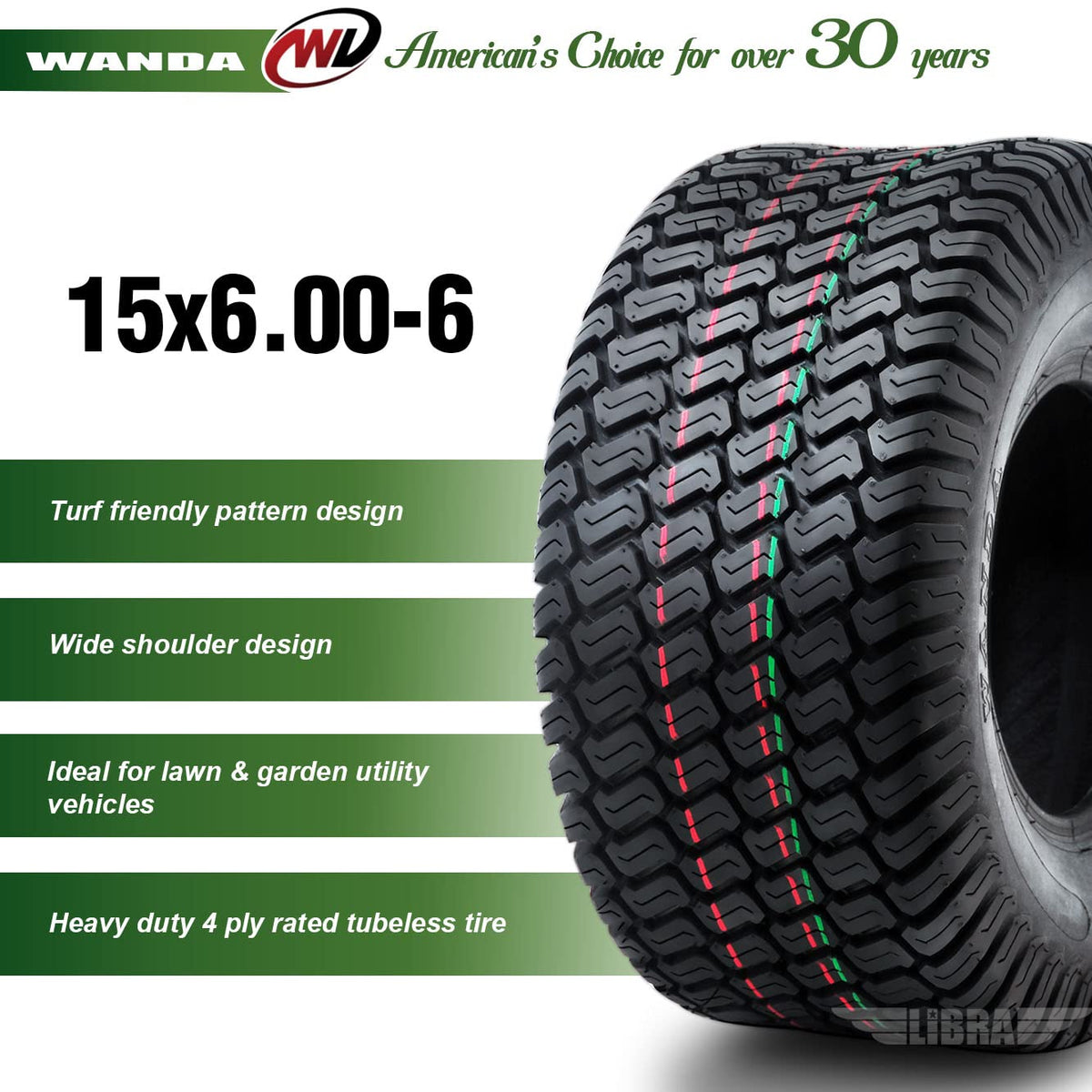 15x6-6 Lawn Mower Tractor Tires Set 2 V65828