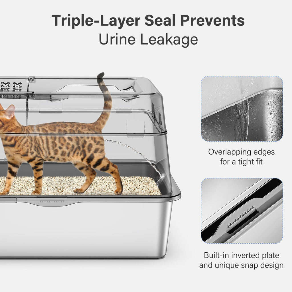 XL Stainless Steel Enclosed Cat Litter Box H151081
