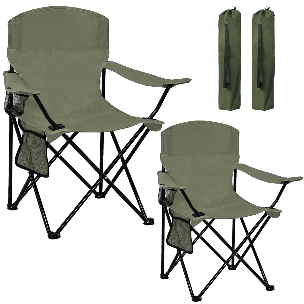 2 Pack Olive Green Portable Folding Camping Chair H5429