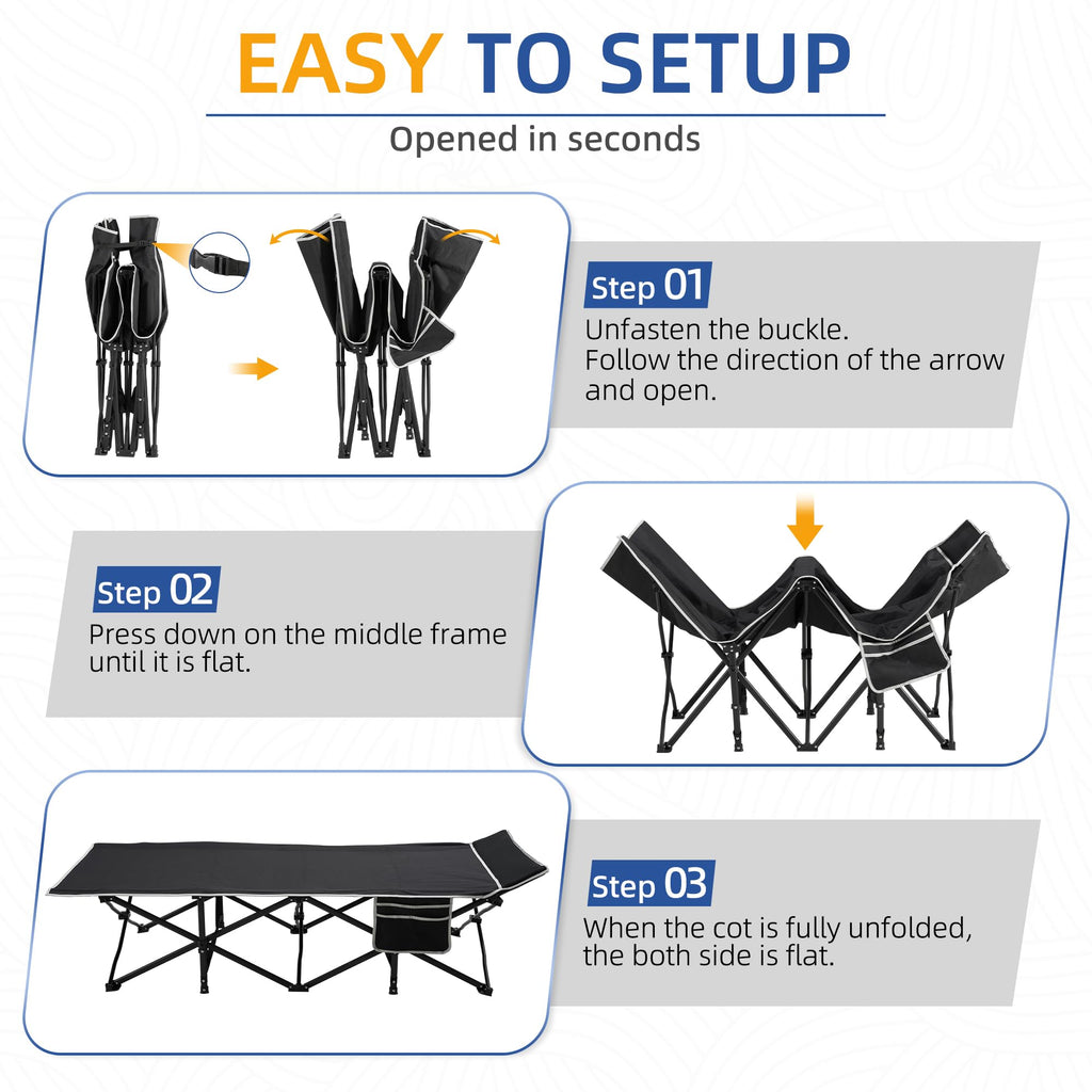 32" Extra Wide Camping Cot with Mattress C9486