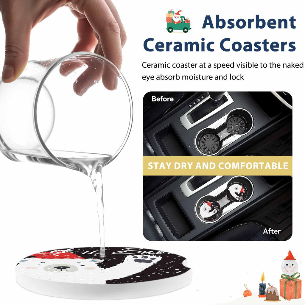 Absorbent Ceramic Stone Car Coasters Set of 2 Q151