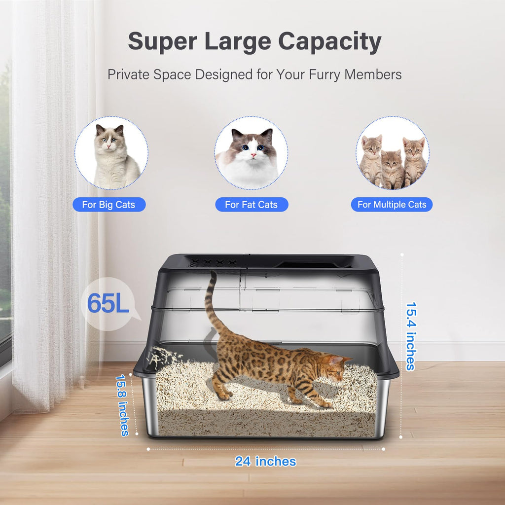 XL Stainless Steel Enclosed Cat Litter Box H151081
