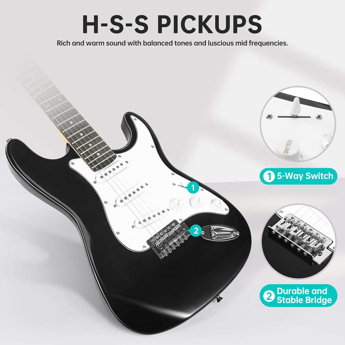 39 Inch Solid Full-size Electric Guitar with Amplifier Bag J747
