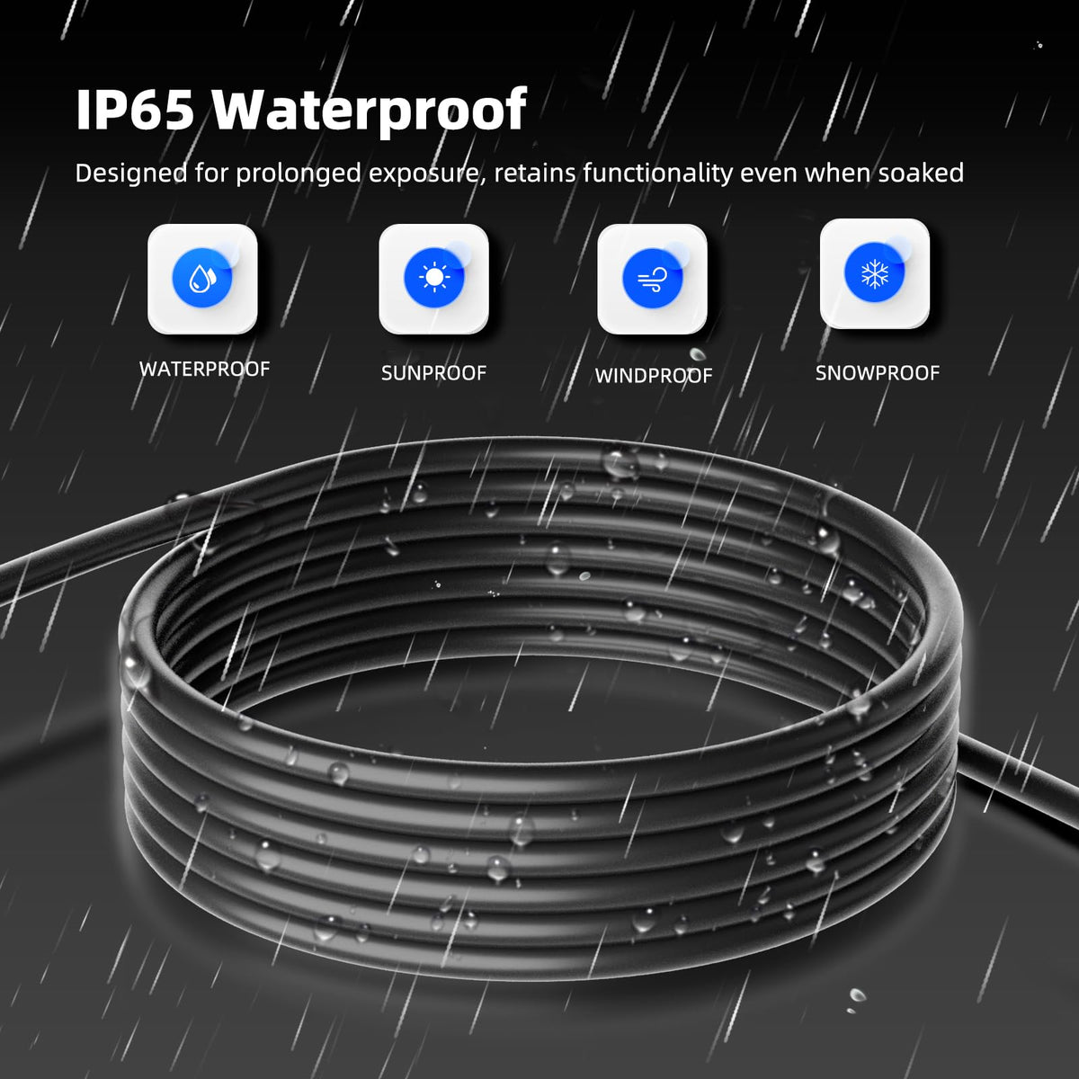 100 FT Waterproof Black 16 AWG Extension Cord Y88151