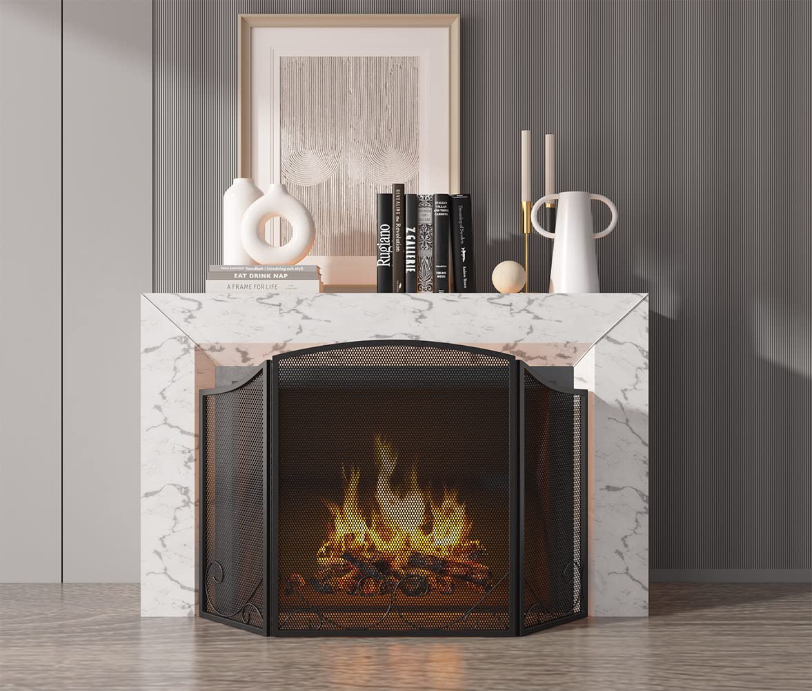 Black Wrought Iron Fireplace Screen D12390