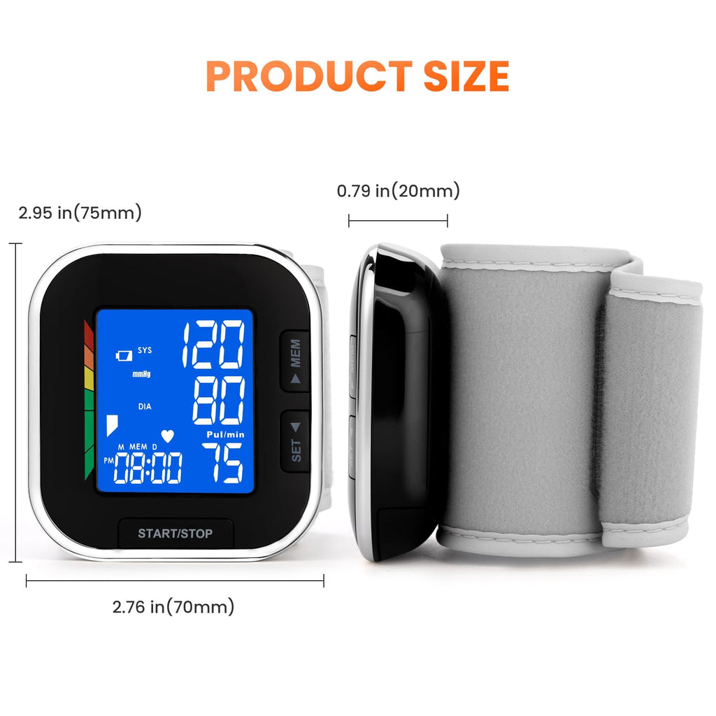 Wrist Blood Pressure Monitor with Backlit LCD B4407