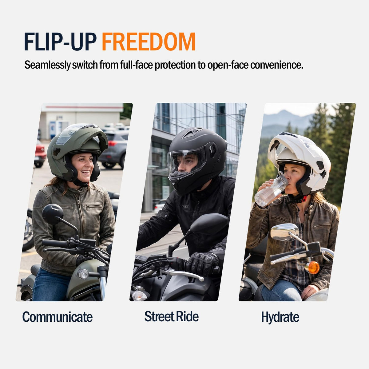 Full Face Flip Up Matte Black Motorcycle Helmet U556853