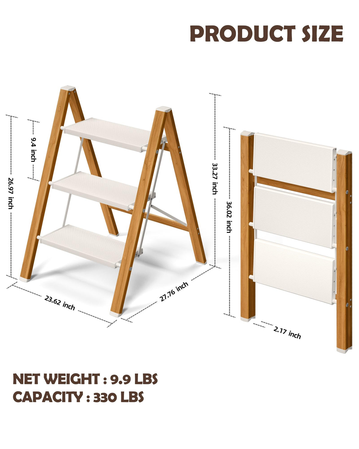 3 Step Stool with Anti-Slip Wide Pedal A127429