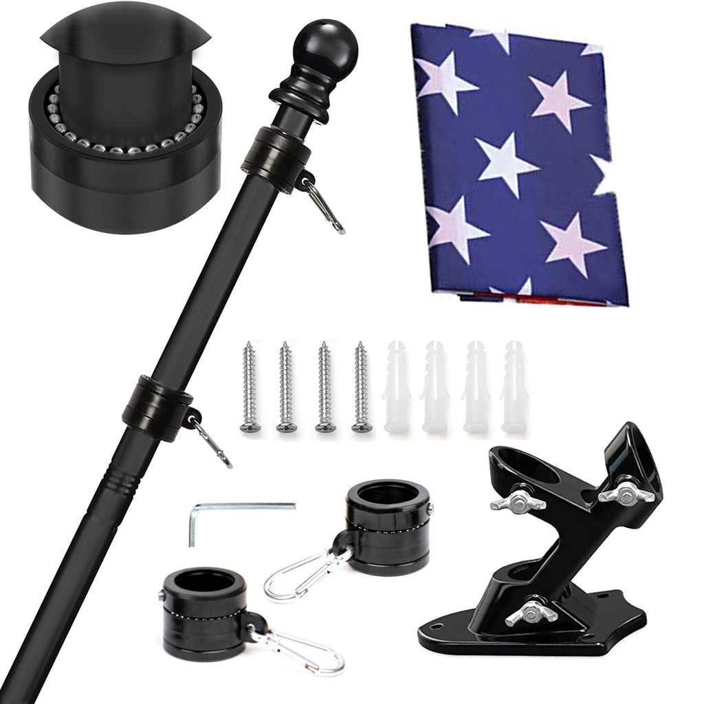 5FT Tangle Free Spinning Metal Flag Pole Kit with 3x5 Flag J7309