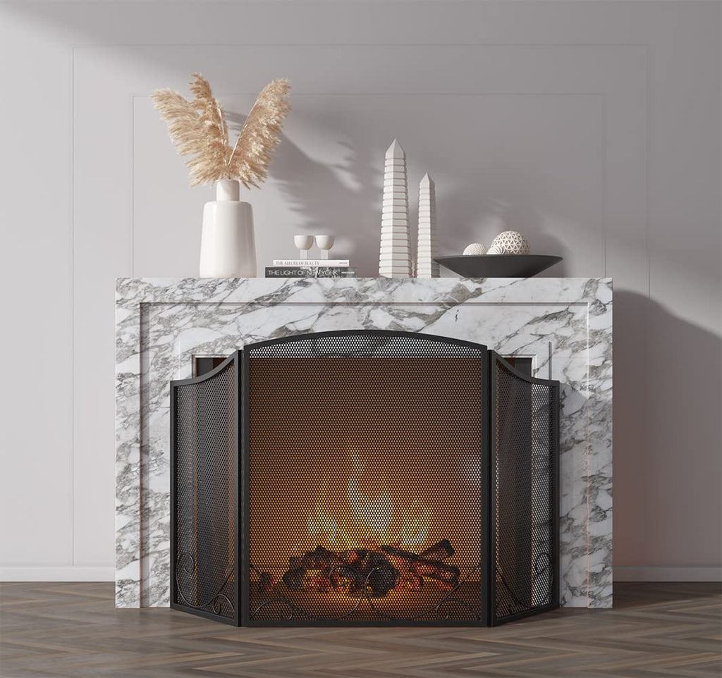 Black Wrought Iron Fireplace Screen D12390