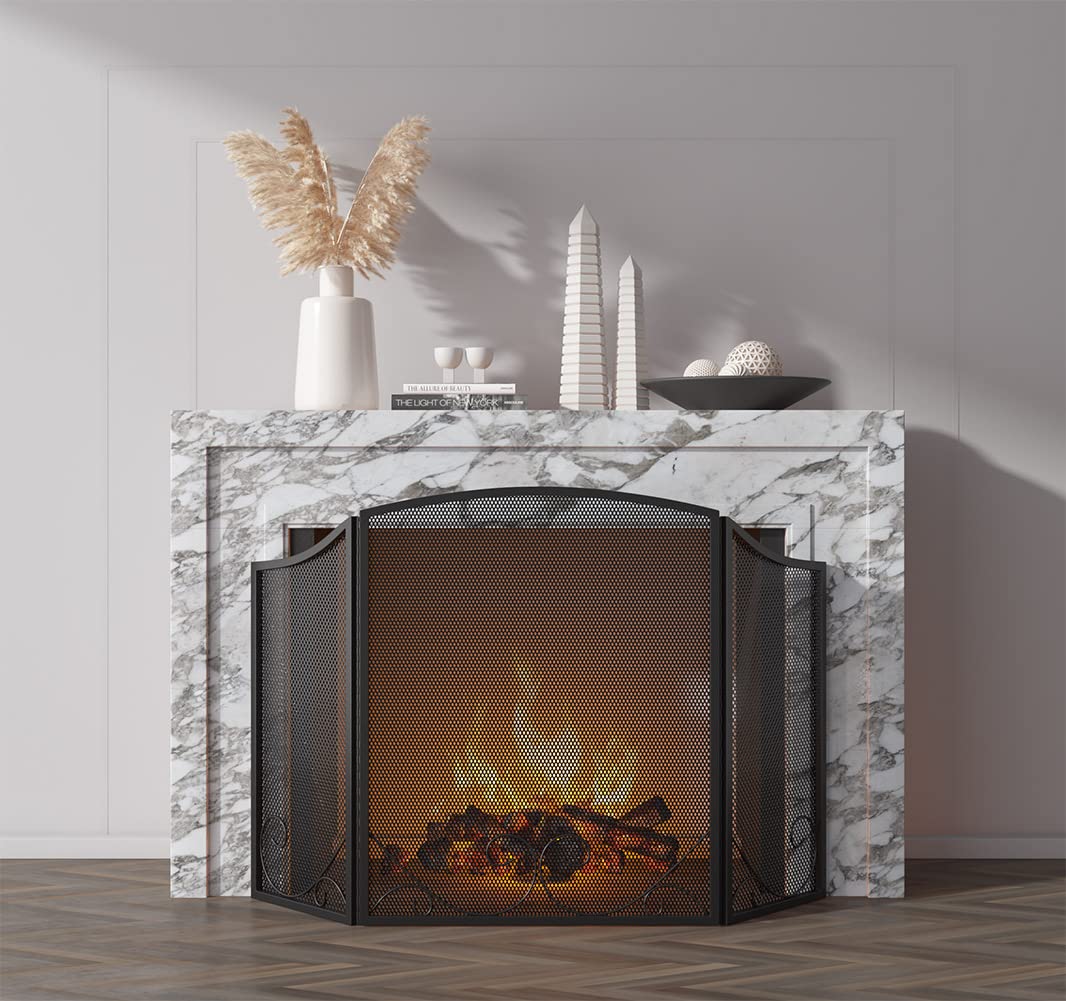 Black Wrought Iron Fireplace Screen D12390