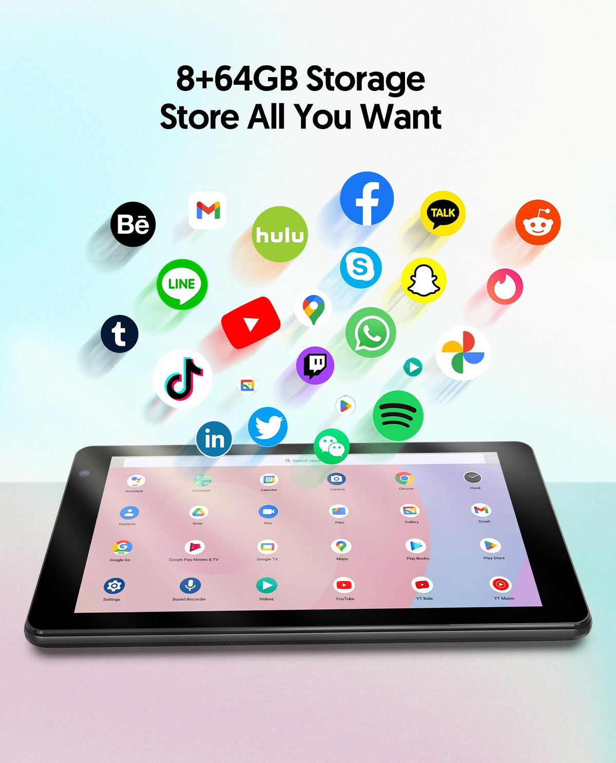 7 Inch Android 14 Tablet 8GB RAM 64GB ROM Black Z24236