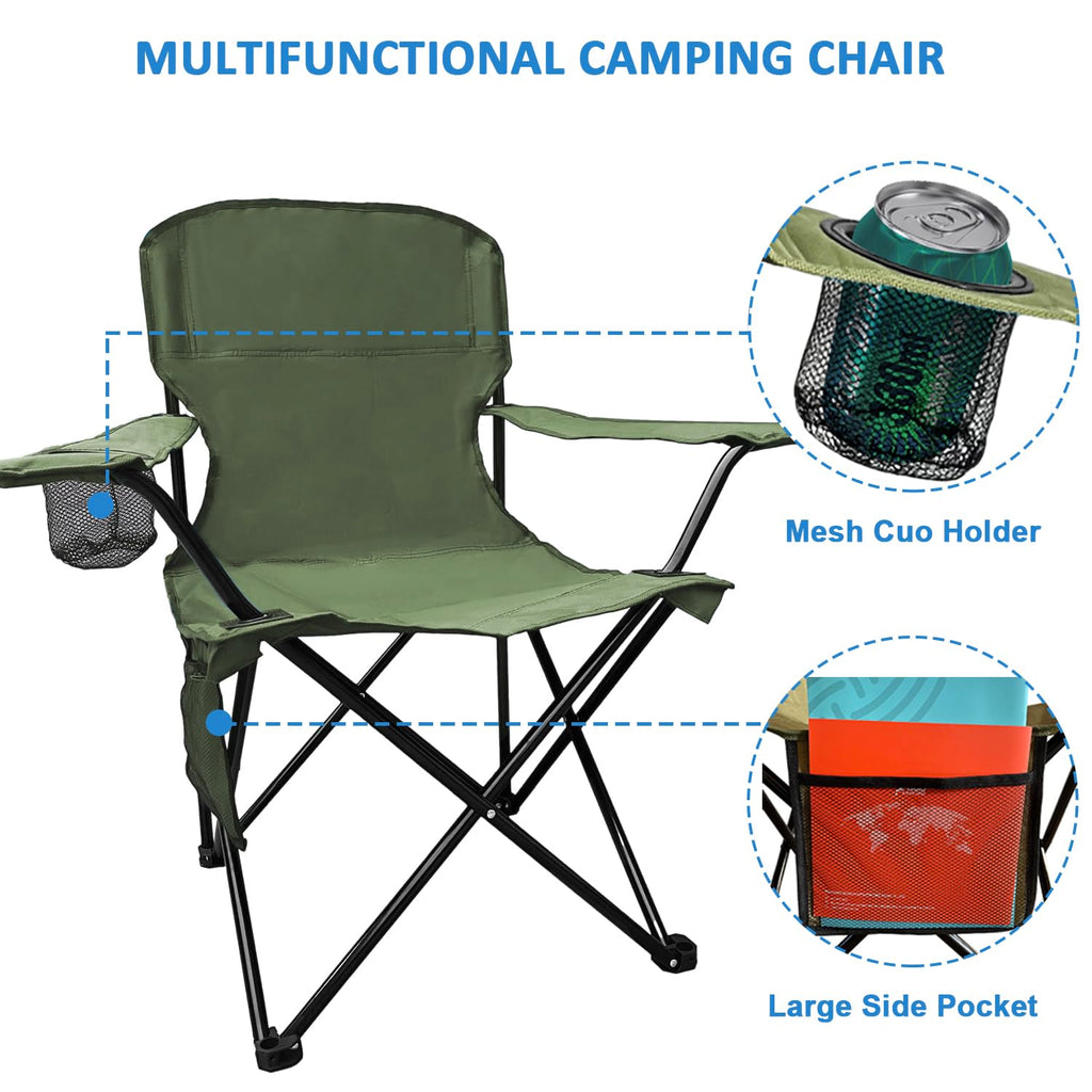 2 Pack Olive Green Portable Folding Camping Chair H5429