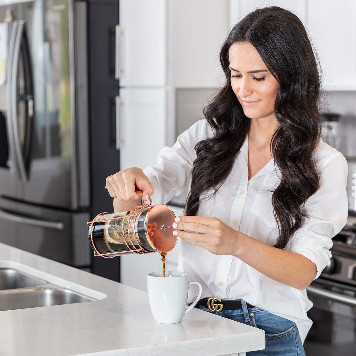 1000ml Rose Gold French Press Coffee Maker A584
