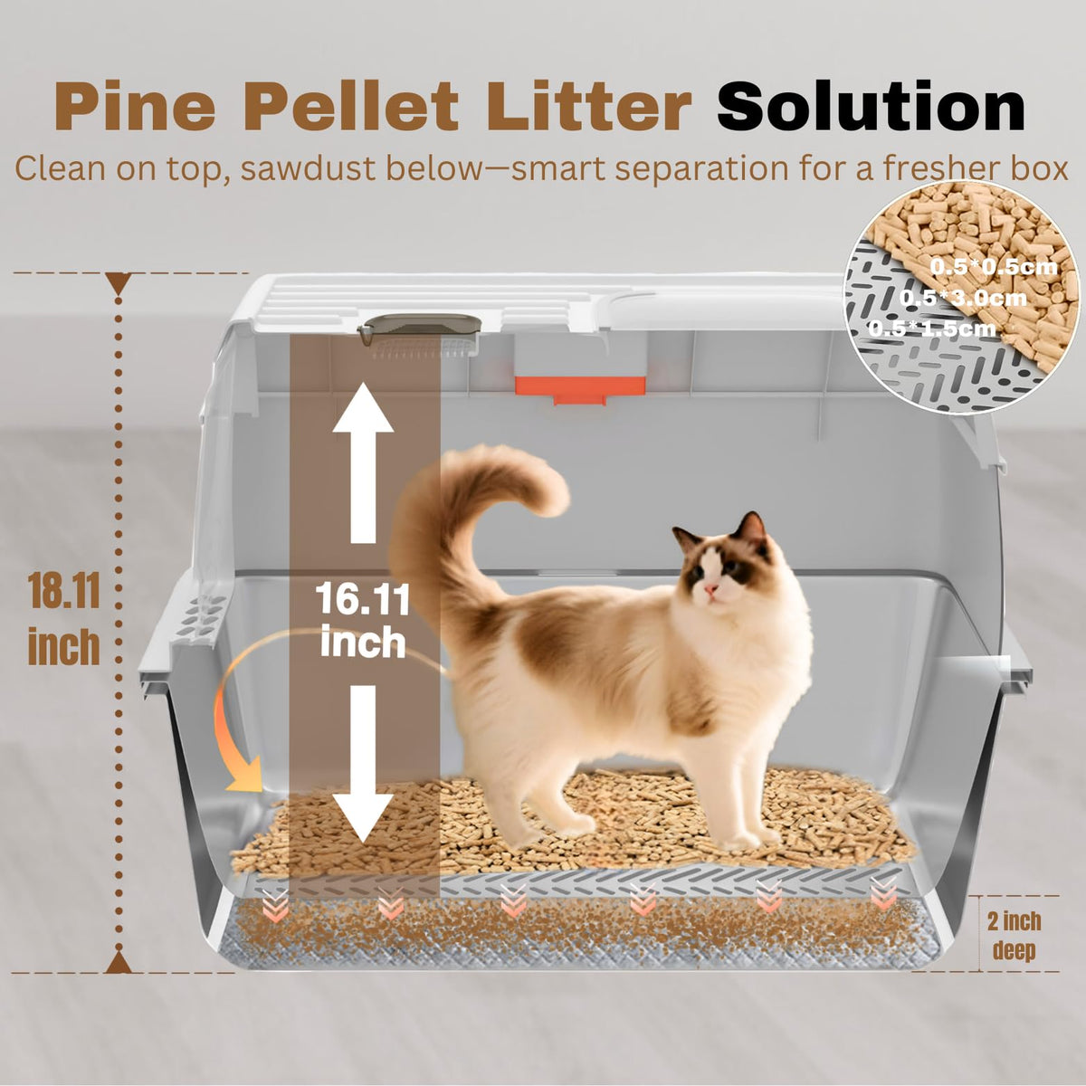 XXL Stainless Steel Sifting Litter Box with Lid U7177
