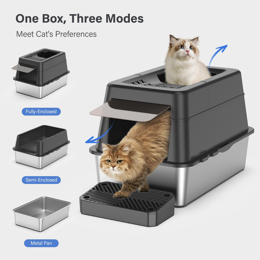 XL Stainless Steel Enclosed Cat Litter Box H151081