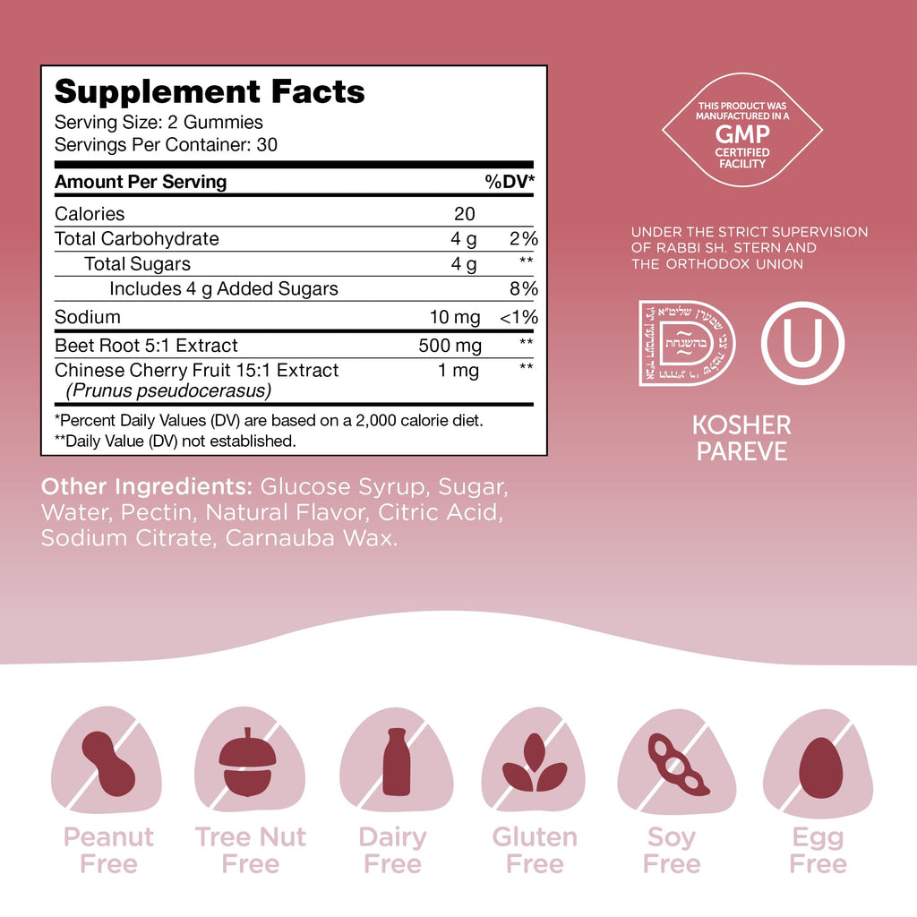Beet Root 500 mg Cherry Gummies I22142