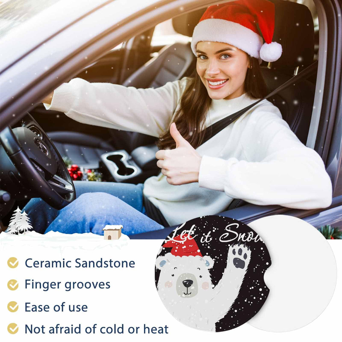 Absorbent Ceramic Stone Car Coasters Set of 2 Q151