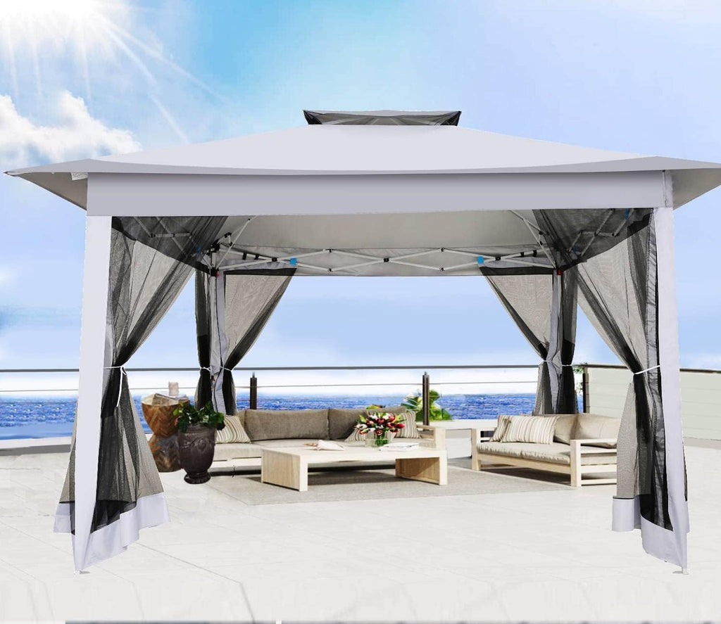 12x12 Pop Up Waterproof Outdoor Canopy with Mosquito Nettings and Carry Bag G162071