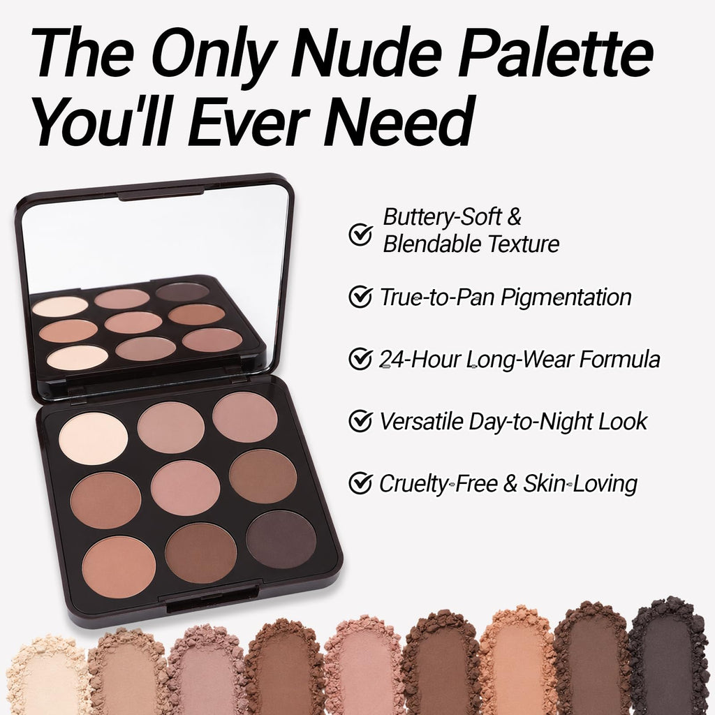 Neutral Nude 9 Colors Matte Eyeshadow Palette with Mirror S8909