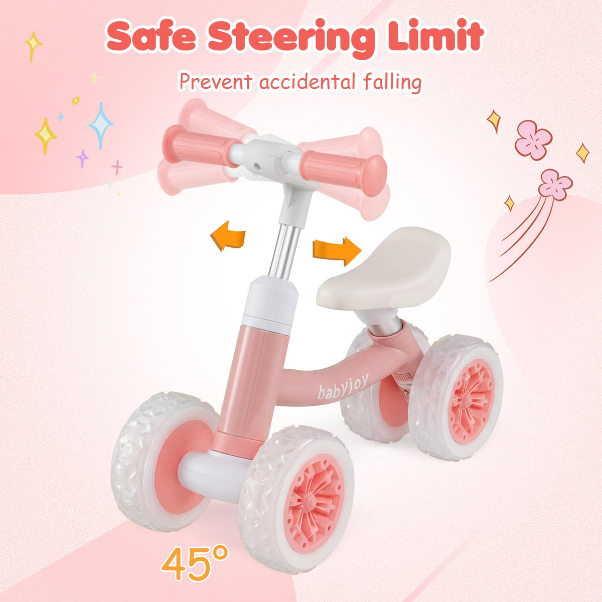 4 Wheels Toddler Balance Bike with Adjustable Handlebar & Seat L4676